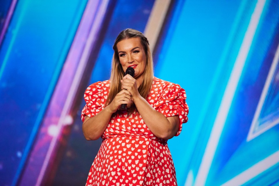 This image and the information contained herein is strictly embargoed until 21.00 Thursday 13th April 2023..From Thames..Britains Got Talent: SR16: Ep1 on ITV1 and ITVX..Pictured: Amy Lou...This photograph is (C) Thames and can only be reproduced for editorial purposes directly in connection with the programme or event mentioned above, or ITV plc. This photograph must not be manipulated [excluding basic cropping] in a manner which alters the visual appearance of the person photographed deemed detrimental or inappropriate by ITV plc Picture Desk. This photograph must not be syndicated to any other company, publication or website, or permanently archived, without the express written permission of ITV Picture Desk. Full Terms and conditions are available on the website www.itv.com/presscentre/itvpictures/terms..For further information please contact:.james.hilder@itv.com