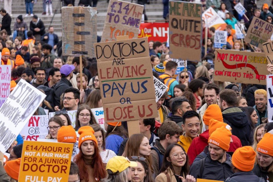 BMA Junior Doctors strike rally at Trafalgar square