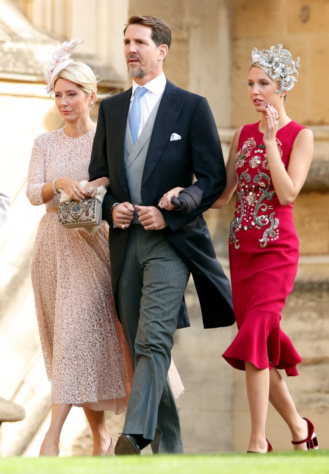 Crown Princess Marie-Chantal, Crown Prince Pavlos and Princess Maria-Olympia at the wedding of distant cousin Princess Eugenie