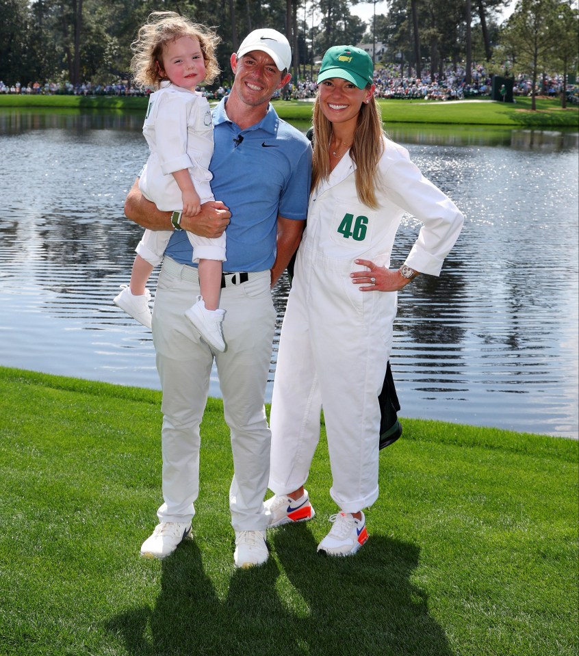 Rory McIlroy was pictured at Augusta alongside wife Erica Stoll and daughter Poppy