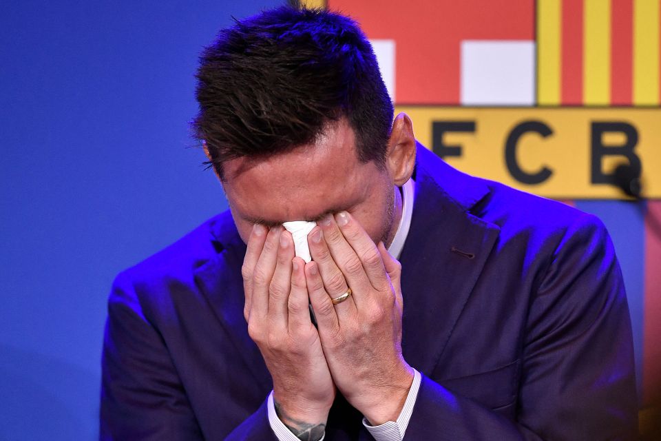 Messi was in tears as he left Barcelona in 2021