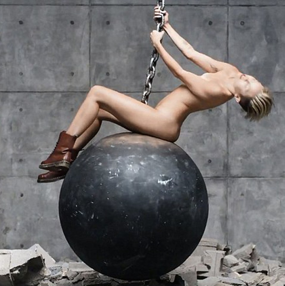 Miley shocked in her Wrecking Ball video
