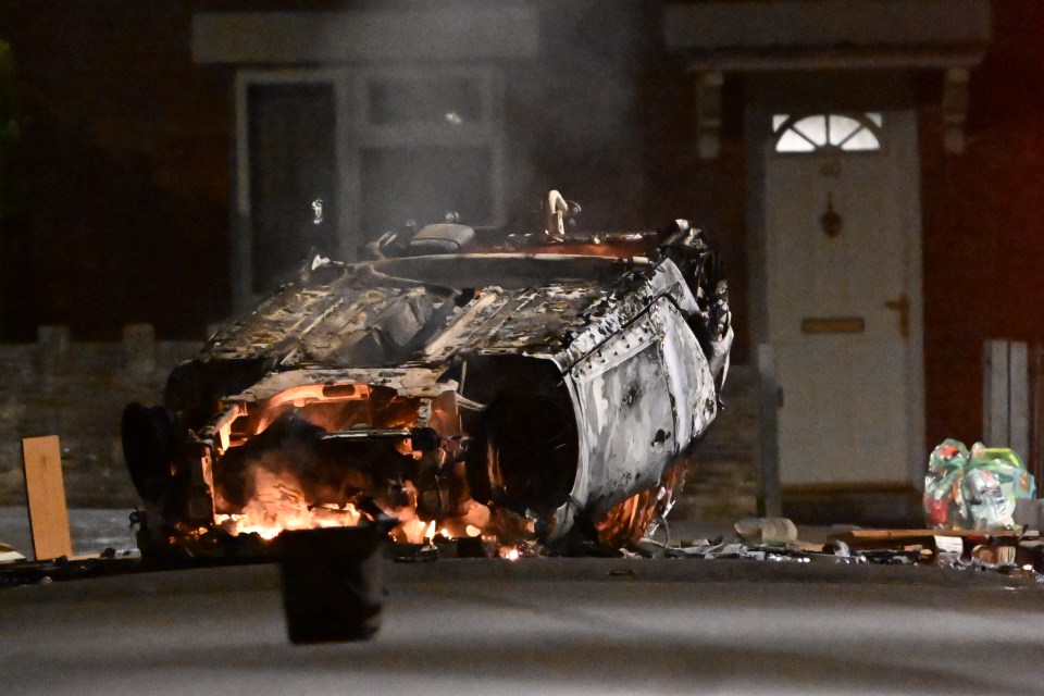 A car was torched and left to burn