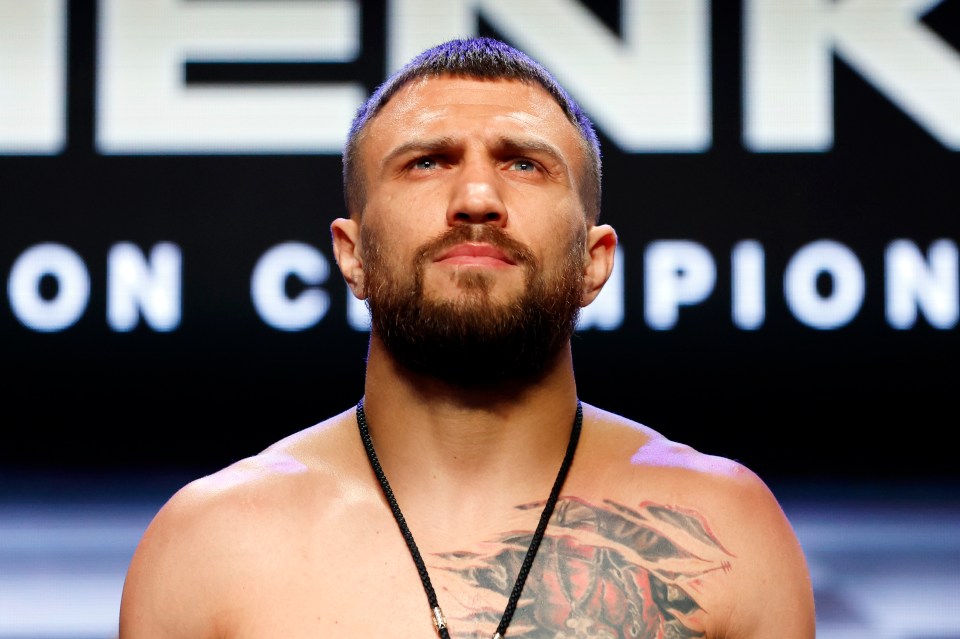 LAS VEGAS, NEVADA - MAY 19: Vasyl Lomachenko of Ukraine poses for photos during a ceremonial weigh-in prior to their undisputed lightweight title bout against Devin Haney (not pictured) at MGM Grand Garden Arena on May 19, 2023 in Las Vegas, Nevada. (Photo by Sarah Stier/Getty Images)