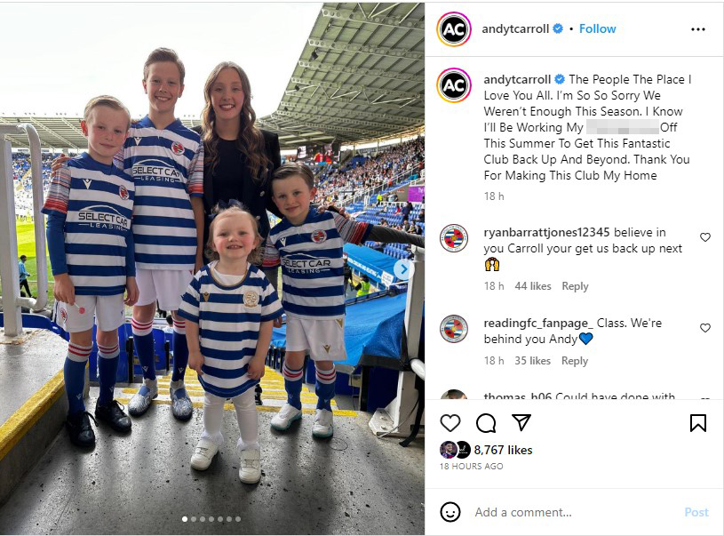 Carroll posted this heartfelt message to Royals' supporters