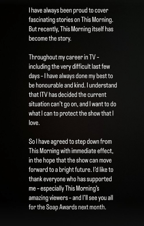 Phillip made the announcement on social media