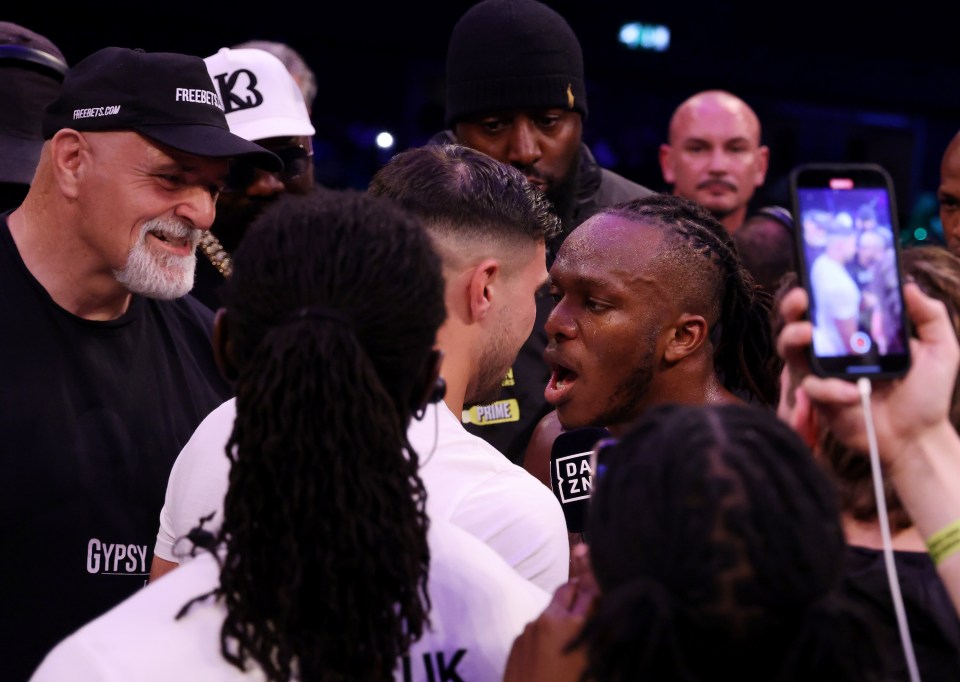 KSI nearly traded blows with Tommy Fury after having his hand raised