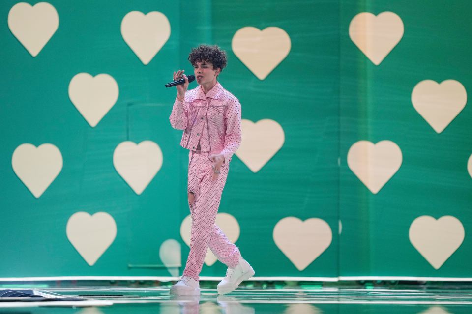 Reiley of Denmark performs during dress rehearsals for the second semi final at the Eurovision Song Contest in Liverpool, England, Wednesday, May 10, 2023. (AP Photo/Martin Meissner)