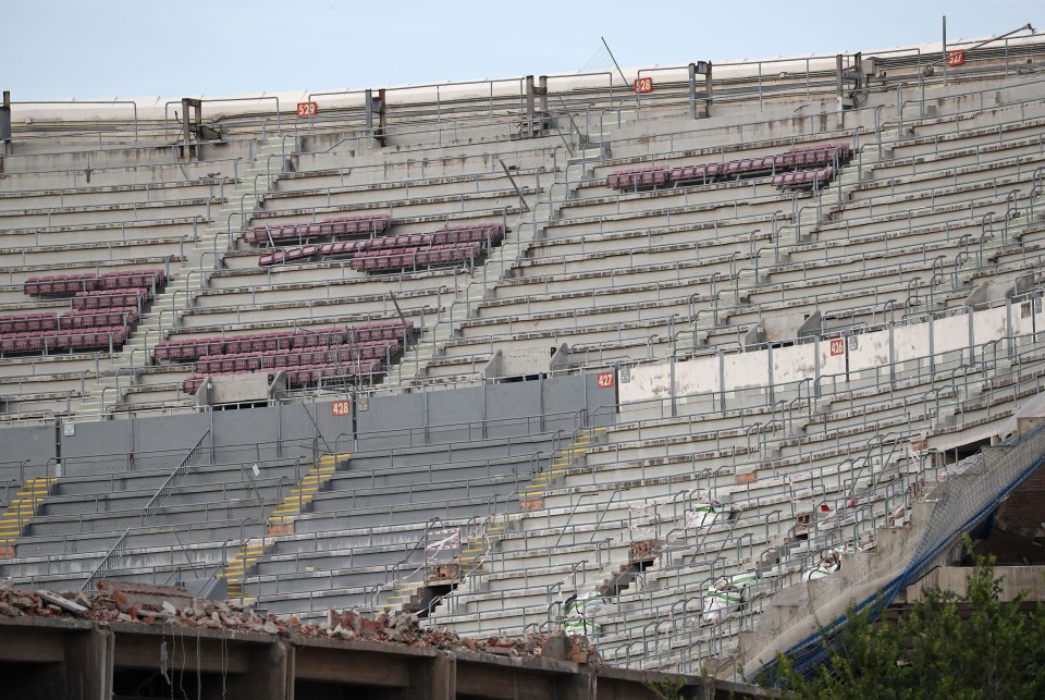 Seats have been ripped out as part of the third tier's renovation