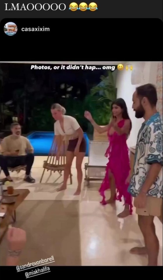 Mia is seen having fun hanging out with her pals in the Mexican villa