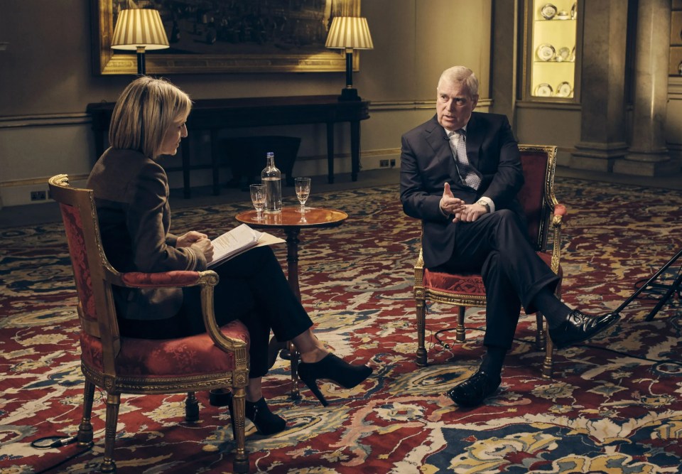 Prince Andrew during his car crash Newsnight interview with Emily Maitlis