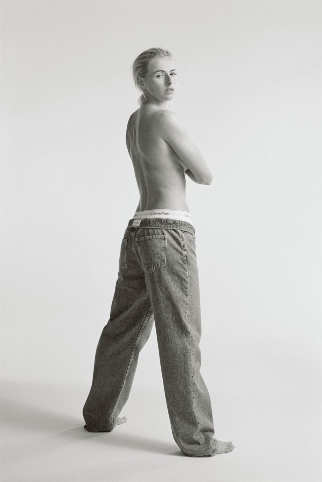 Chloe posed with her top off as part of the photoshoot