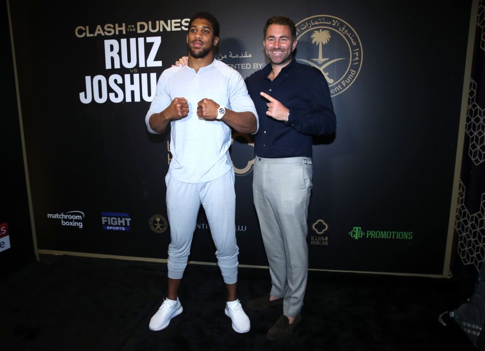 Anthony Joshua and Eddie Hearn in Saudi Arabia in 2019