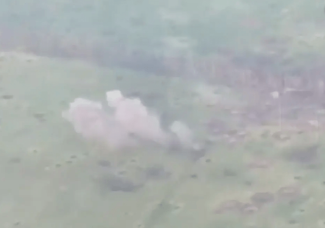 It then hits a land mine before being struck by a rocket