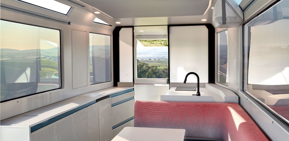 Natural light floods in from the numerous large windows