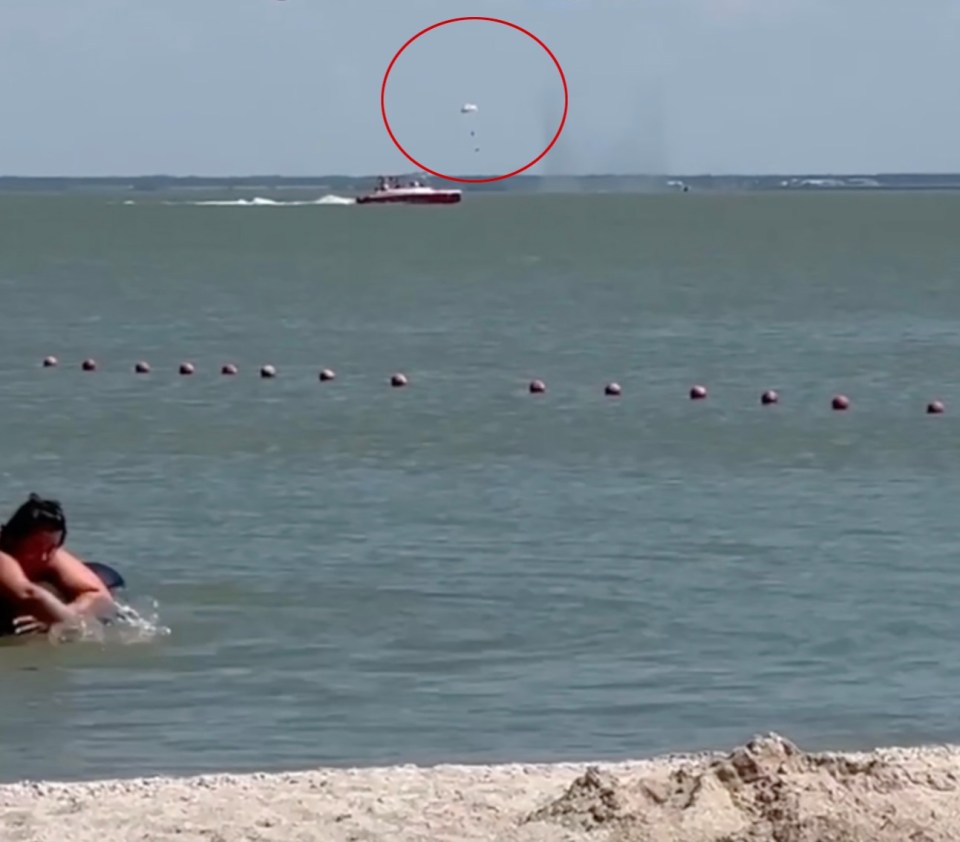 The pilot reportedly managed to eject himself and escape with a parachute