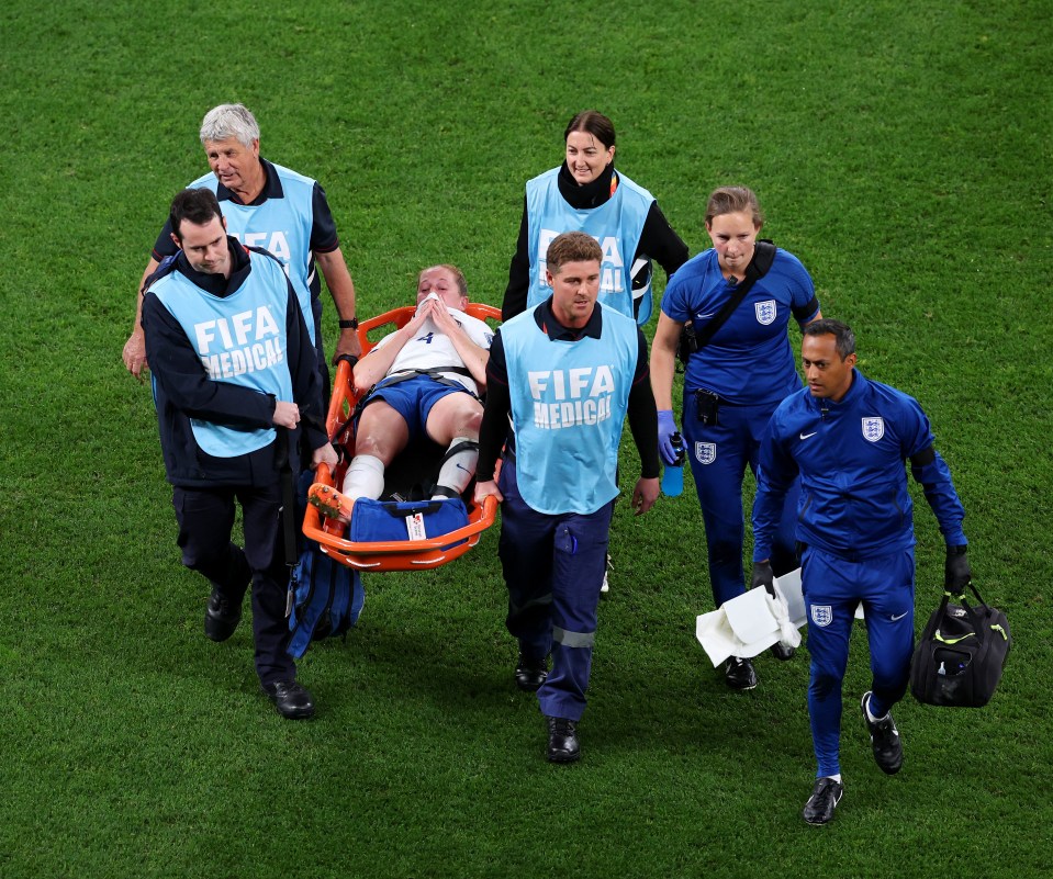 The Lionesses ace was taken off on a stretcher