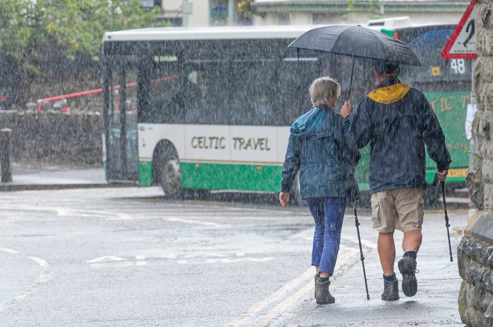 The wet weather will likely hit western areas on Wednesday afternoon, as seen here in Powys, Wales, on July 15