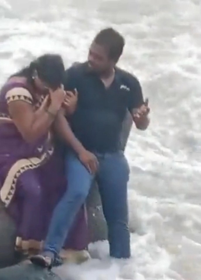 The two had been braving the waves for a sweet photo