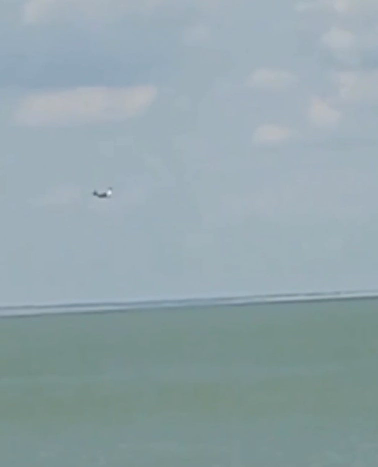 The Su-25 fighter jet was seen hurtling towards the Sea of Azov on Monday