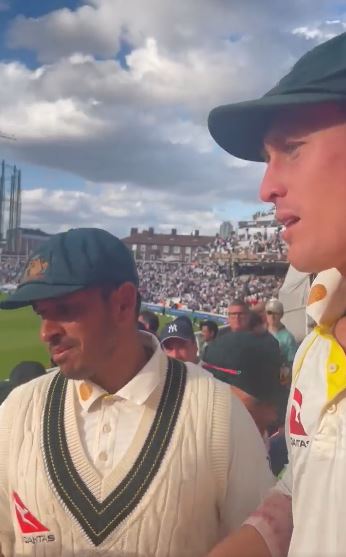 Usman Khawaka and Marnus Labuschagne confronted an England fan
