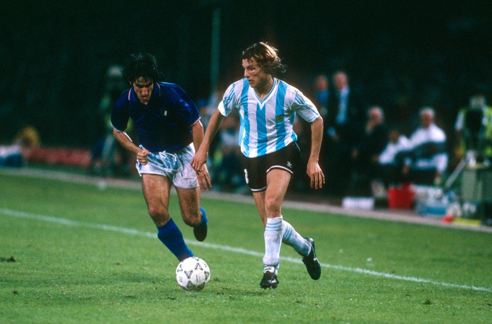 Her dad Claudio Caniggia in action for Argentina at the 1990 World Cup