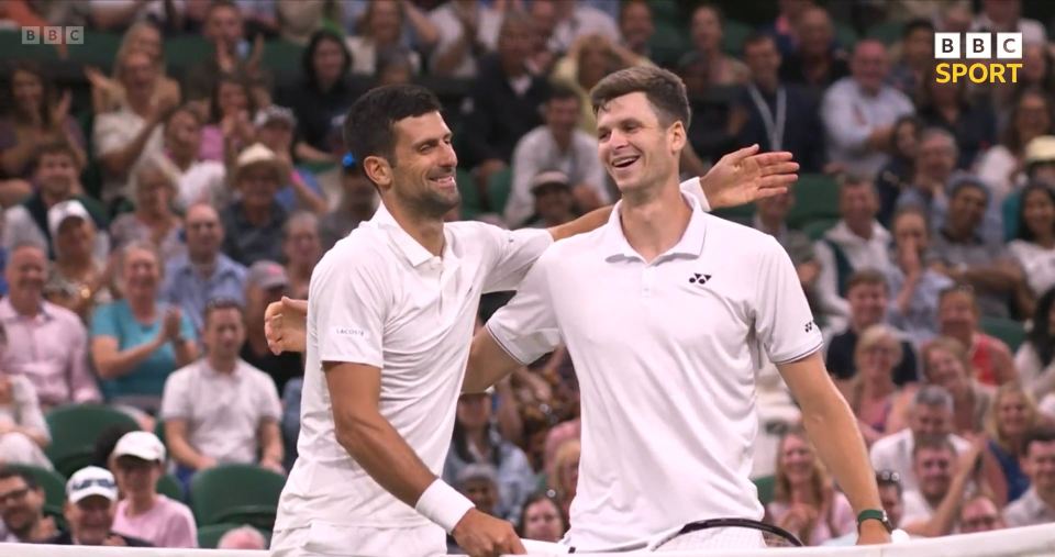 Novak Djokovic and Hubert Hurkacz shared a laugh after the unusual point