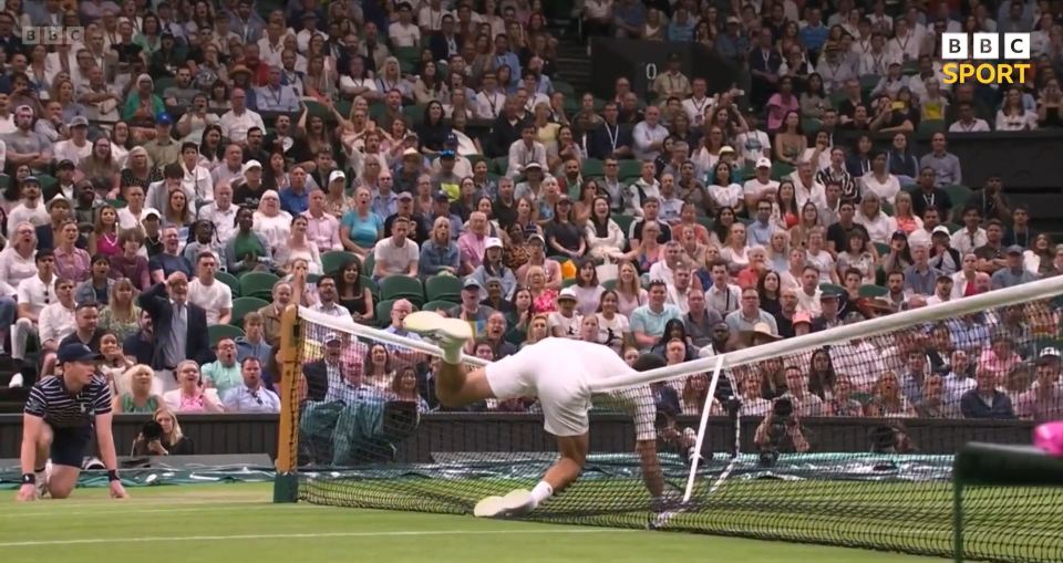Novak Djokovic went flying into the net