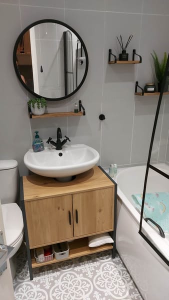 A new cabinet made the bathroom look amazing