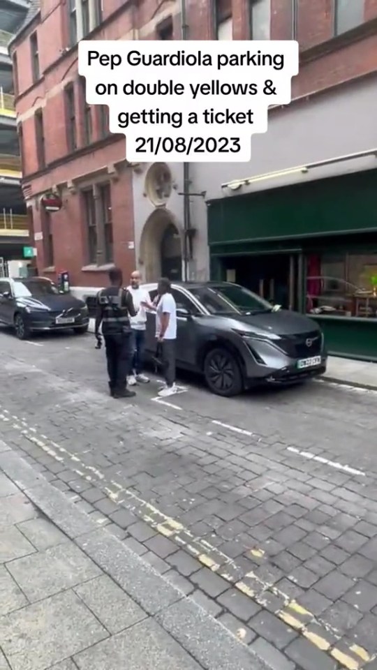 Footage of Pep Guardiola receiving a parking ticket emerged on Monday