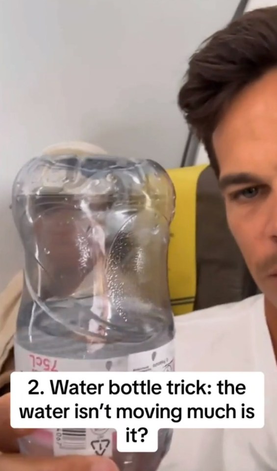 He said looking at liquid in a bottle will show that the turbulence isn't as bad as it feels