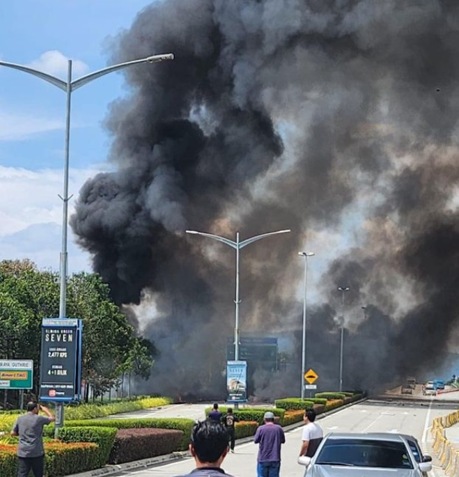 A huge plume of smoke filled the air after the crash