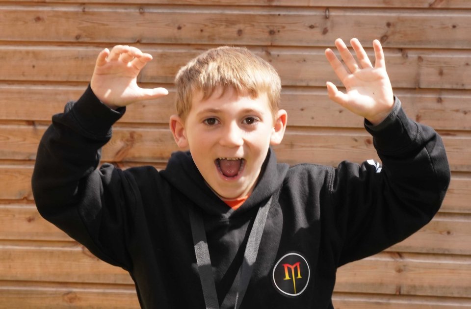 ..Six-year-old Jaxson Fraser broke a record for riding on the Megafobia ride at Oakwood 109 times in one day on Saturday...Pictures show Jaxson with his medal ,cheering breaking the record and collects pictures of him on the ride .