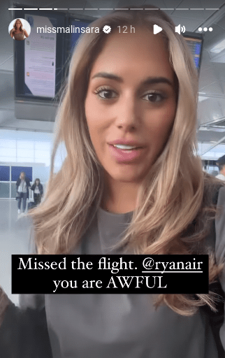 She slammed the airline after missing her flight