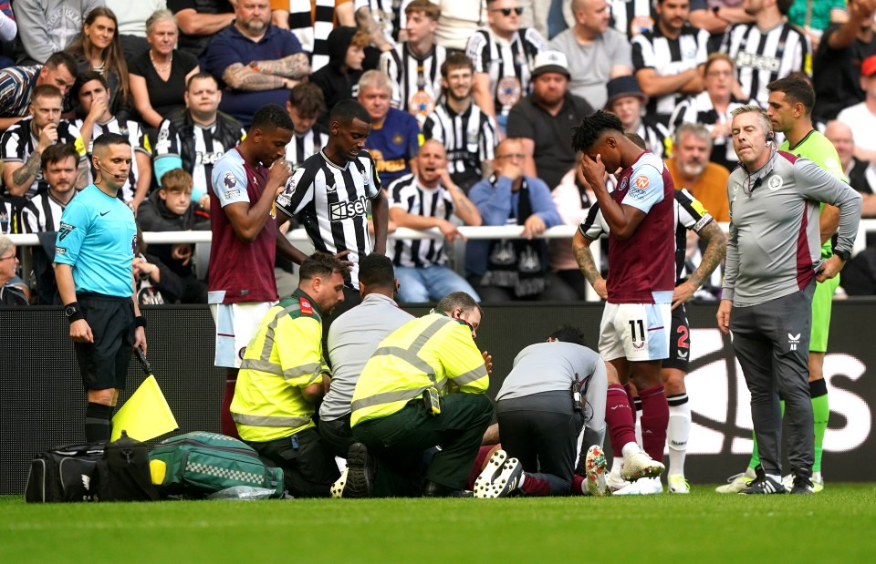 There was great concern for Mings as he went down awkwardly