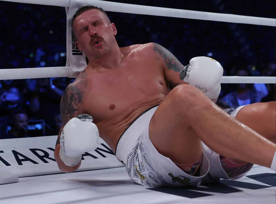 The punch saw Oleksandr Usyk crumble to the canvas