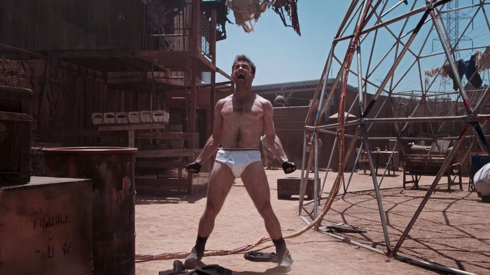 He stripped down to his pants in a violent scene
