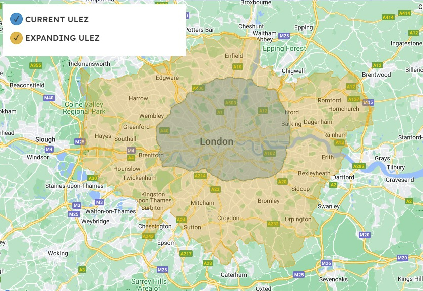 It also shows the difference between the current ULEZ and how it will look post-expansion
