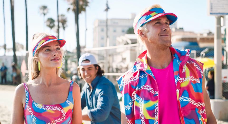 Margot Robbie and Ryan Gosling in the pink hit flick Barbie