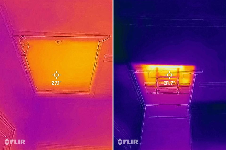 The thermal camera showed the loft hatch was hotter when it was open