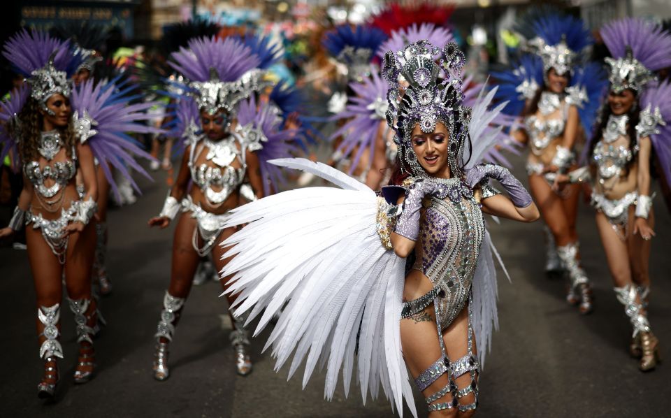 The main parade in Notting Hill Carnival featured a number of colourful performers