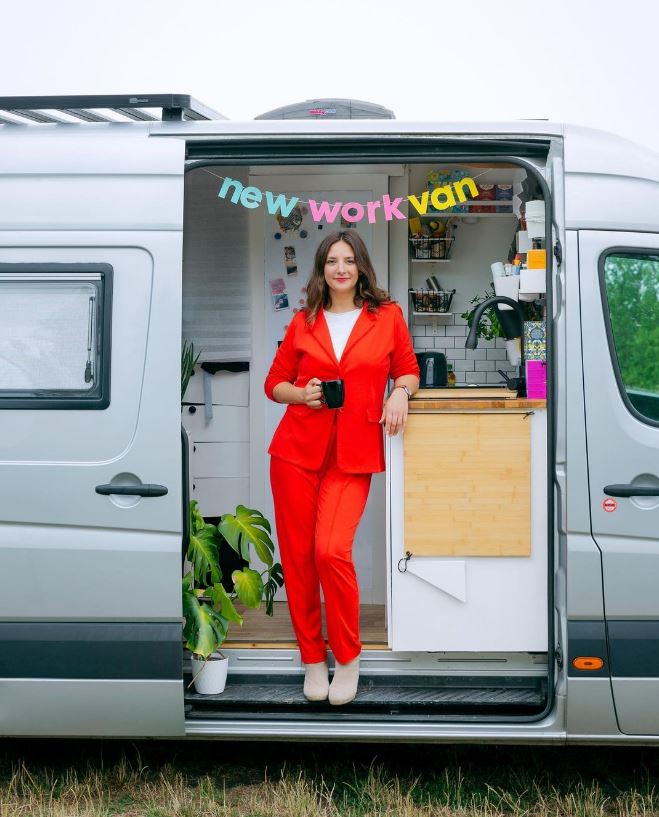 Leonie Müller in her 'new work van'