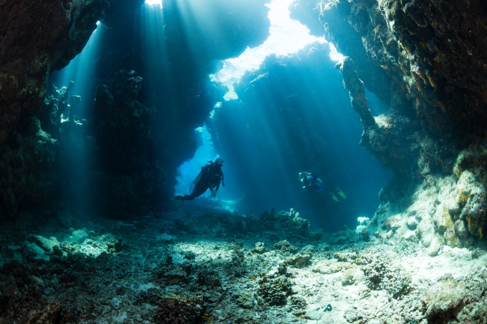 The underwater caves are a popular attraction at Giftun Island