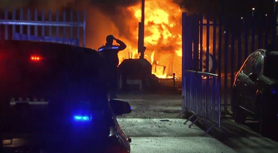 TV OUT. ALL BROADCAST WEBSITES OUT. No cropping permitted. Picture must be credited to Sky Sports News. Screengrab taken with permission from Sky Sports News of a fire outside the King Power Stadium in Leicester after a helicopter belonging to Leicester City Football Club owner Vichai Srivaddhanaprabha crashed in a car park. PRESS ASSOCIATION Photo. Issue date: Saturday October 27, 2018. See PA story POLICE Stadium. Photo credit should read: Sky Sports News/PA Wire NOTE TO EDITORS: This handout photo may only be used in for editorial reporting purposes for the contemporaneous illustration of events, things or the people in the image or facts mentioned in the caption. Reuse of the picture may require further permission from the copyright holder.