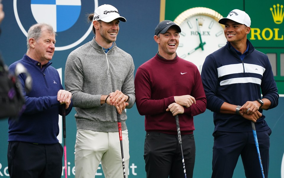 Gareth Bale, centre-left, has an impressive handicap for the Pro-Am
