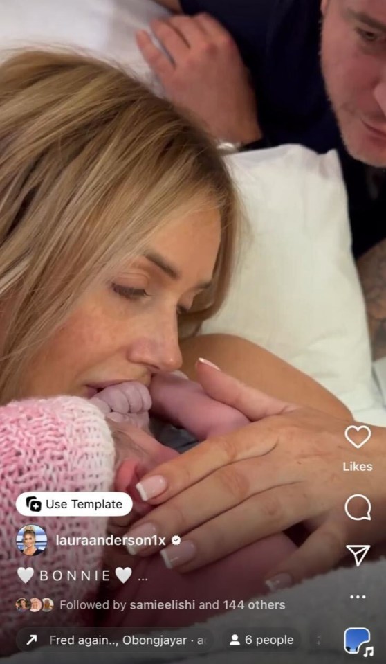 Laura has given birth to a baby girl called Bonnie