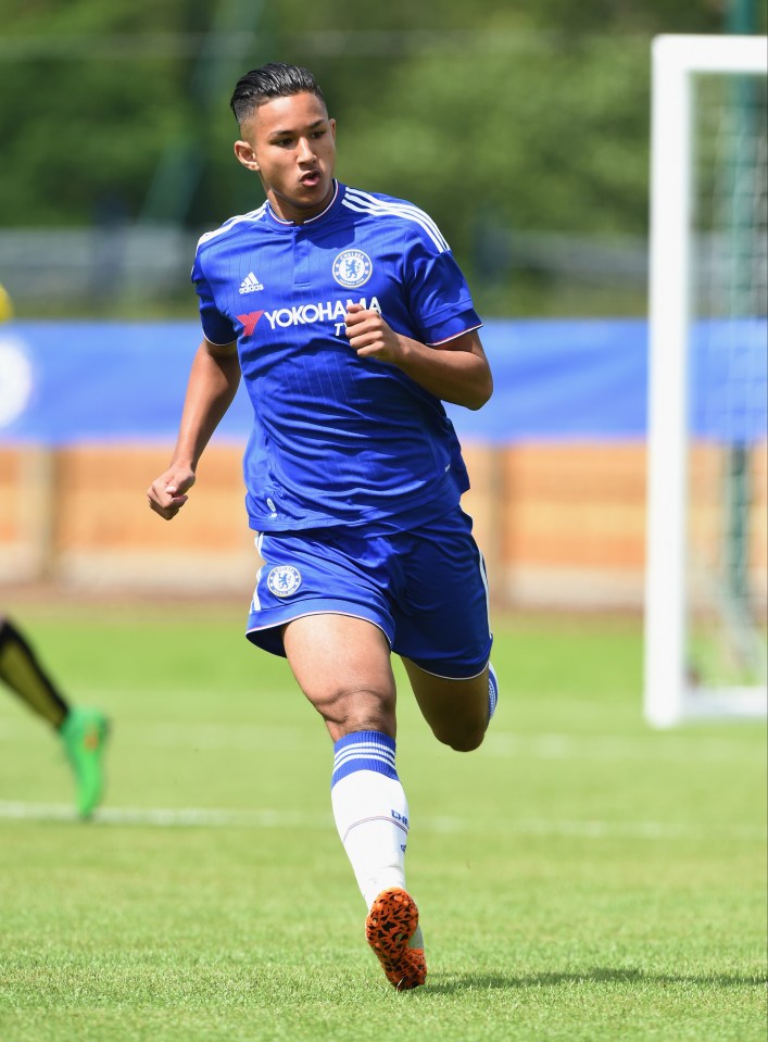 Bolkiah played for Chelsea Under-18s and is seen in action during a friendly against Watford  at the Blues' Cobham Training Ground in July 2015