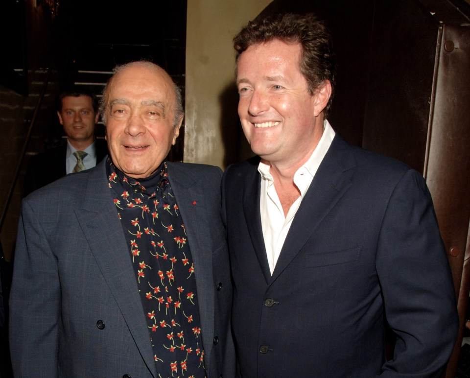 Mohamed Al-Fayed, pictured with Piers in 2007, passed away this week aged 94