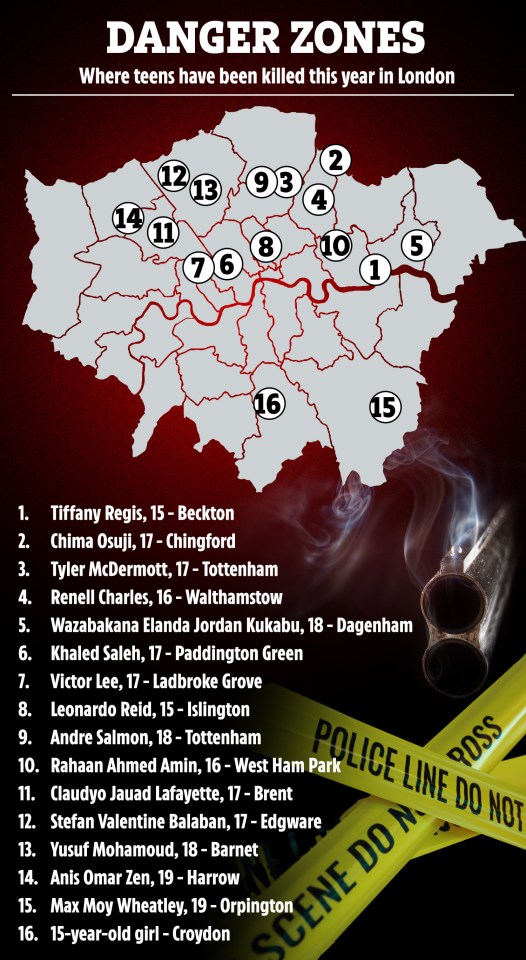 The full list of every teen killed in London so far this year