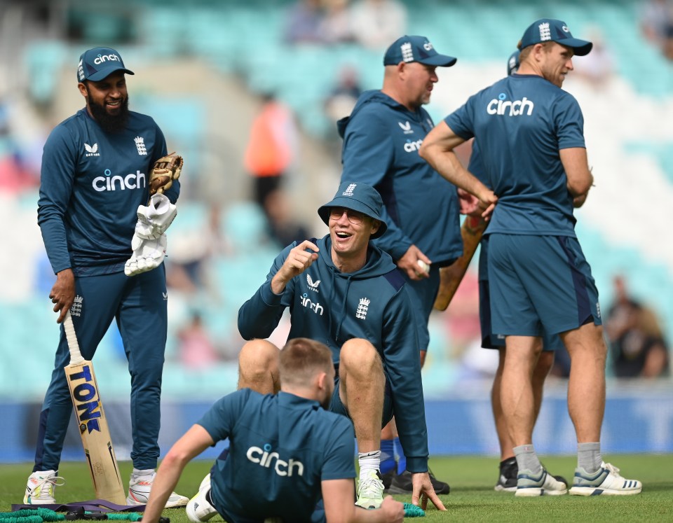 Freddie shares a laugh with Adil Rashid and Gus Atkinson at Lord's on Friday